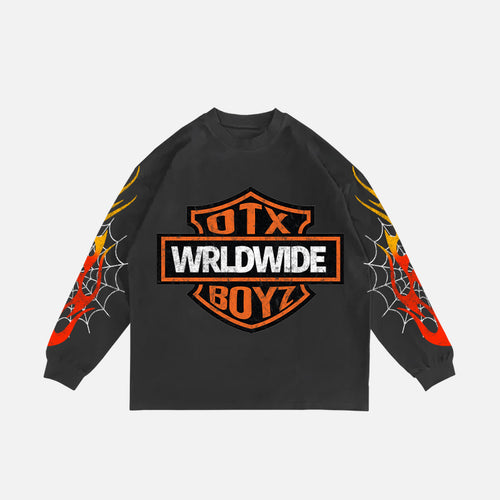 OTXBOYZ WRLDWIDE L/S TEE (VINTAGE GREY/ORANGE)